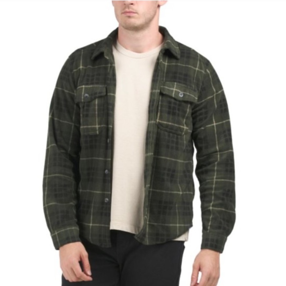 Eddie Bauer Green Sunland fleece button down shirt men’s size Small